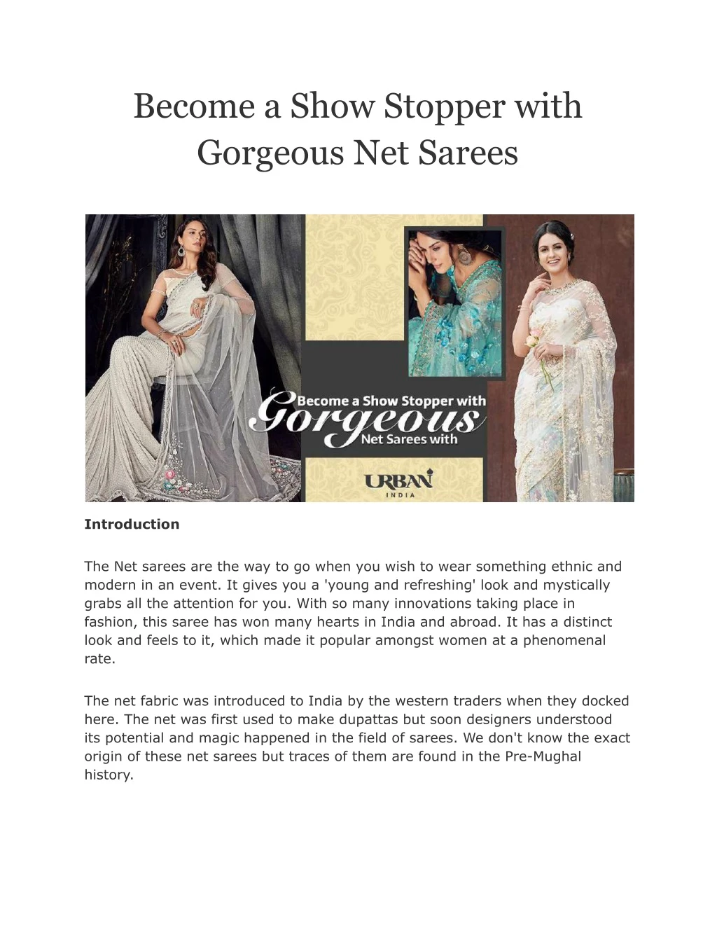 become a show stopper with gorgeous net sarees n.