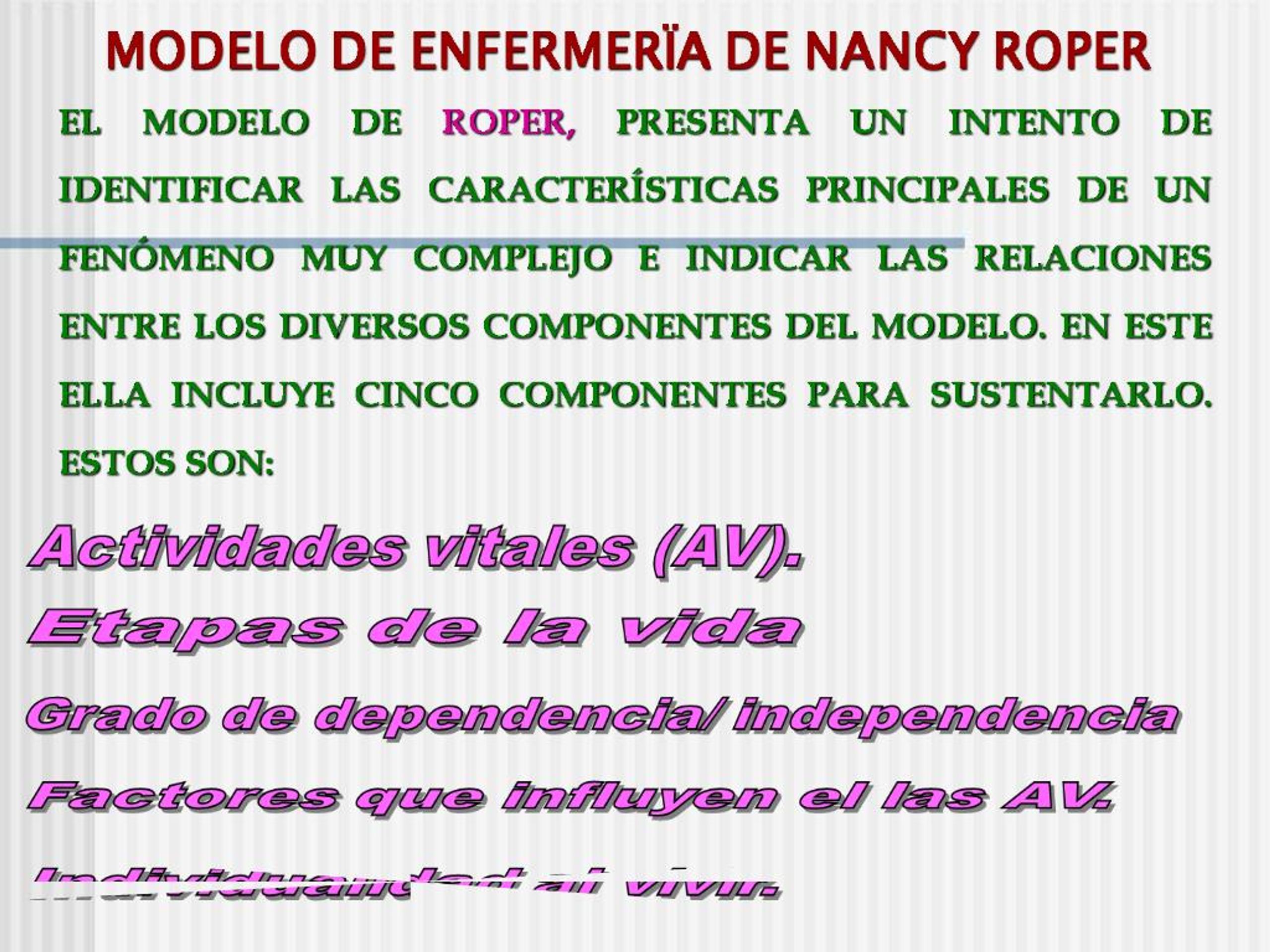 PPT - MODELO DE ENFERMER A DE NANCY ROPER PowerPoint Presentation, free  download - ID:849853