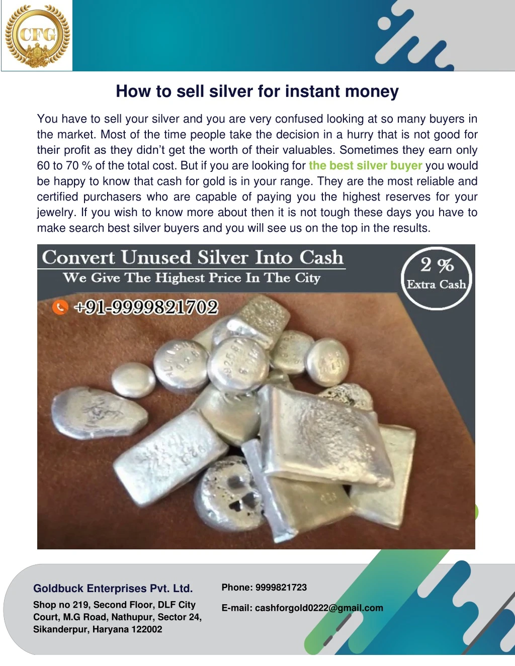 how to sell silver for instant money n.