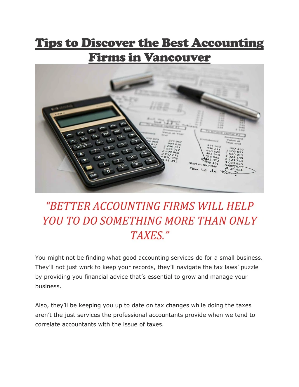 tips to discover the best accounting firms n.