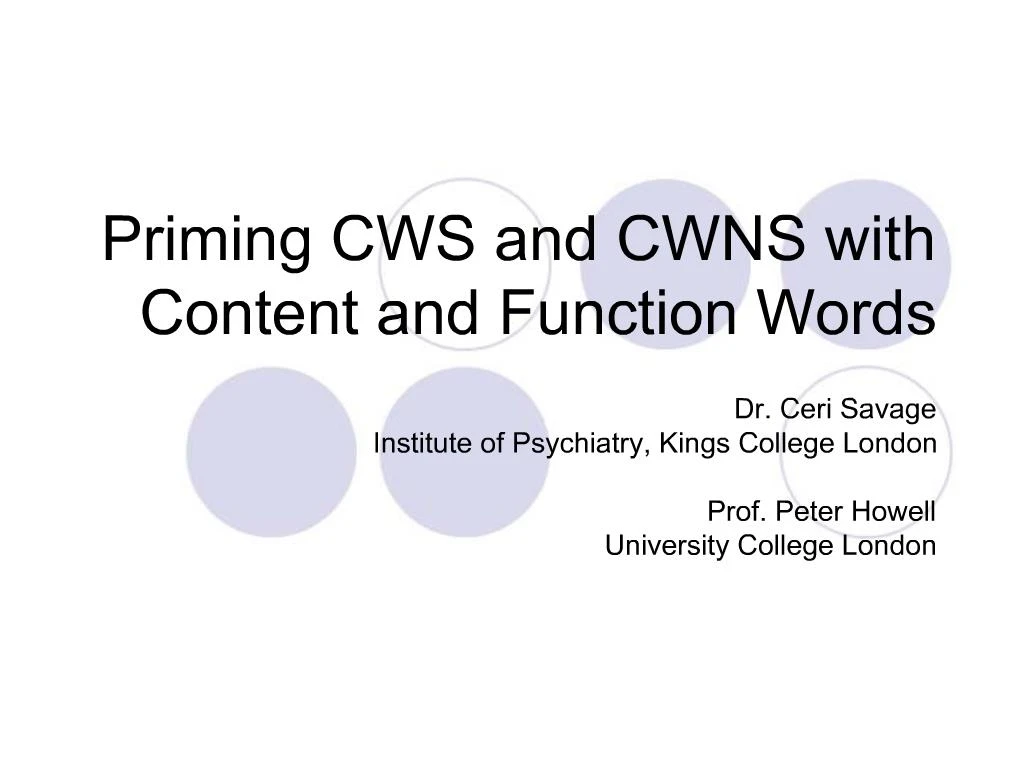 PPT - Priming CWS and CWNS with Content and Function Words PowerPoint ...