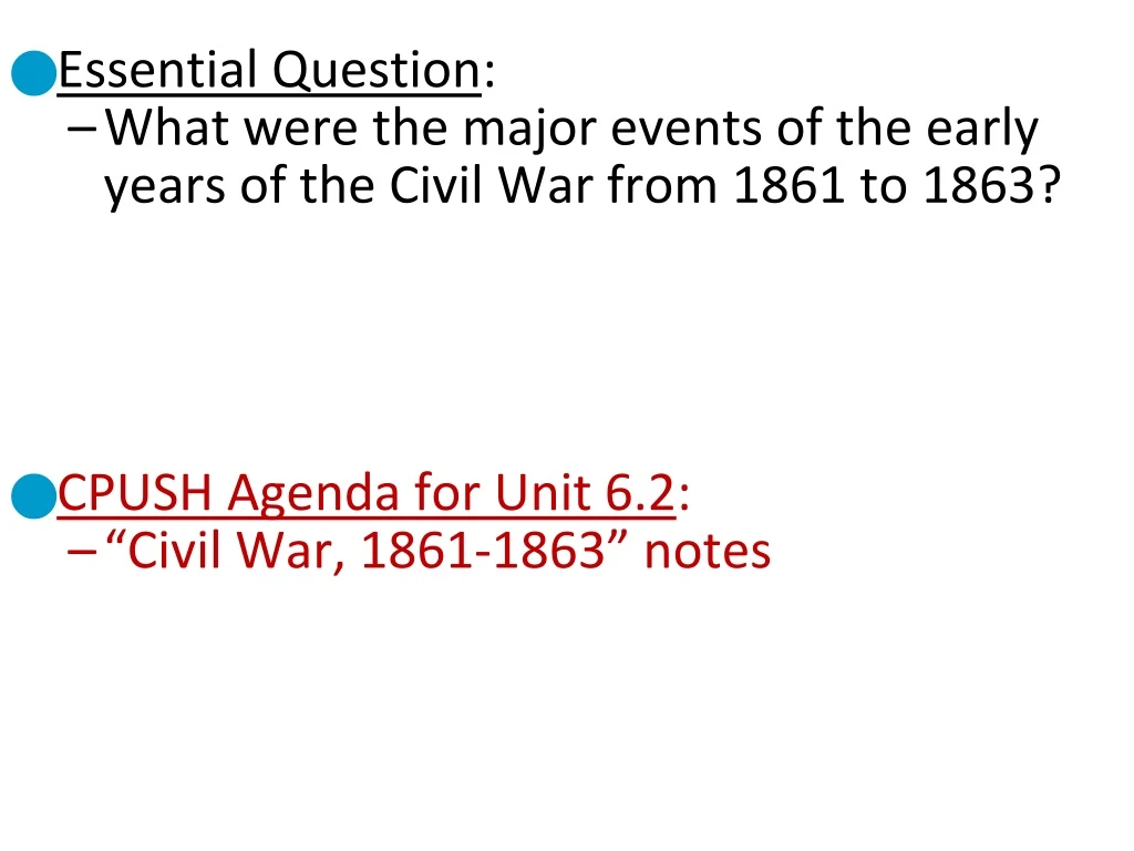 essential question what were the major events n.