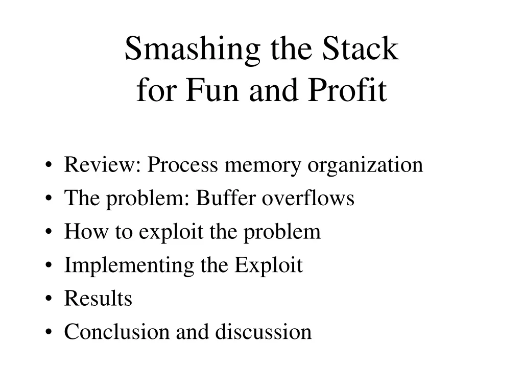 smashing the stack for fun and profit n.