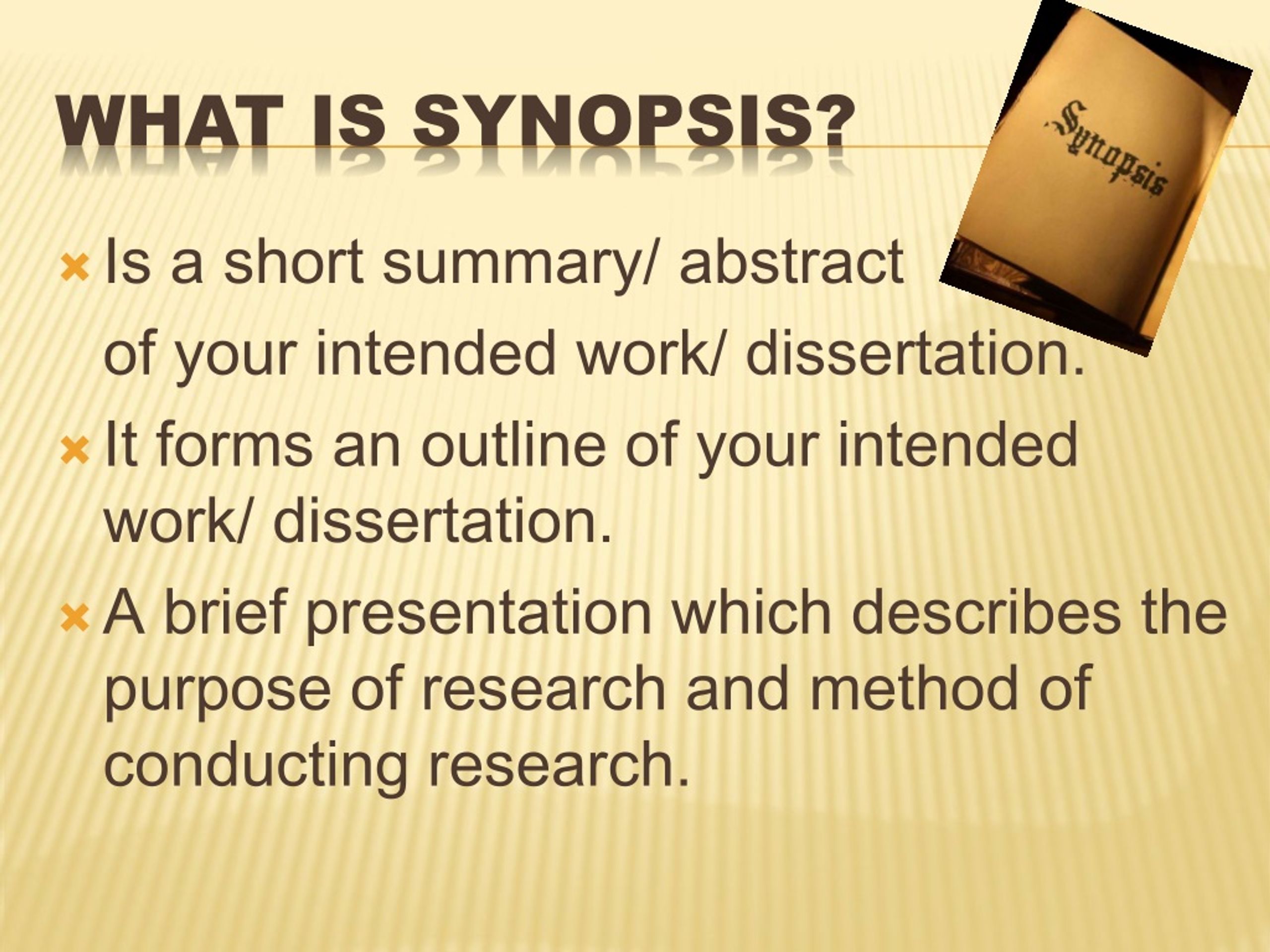 synopsis for a presentation