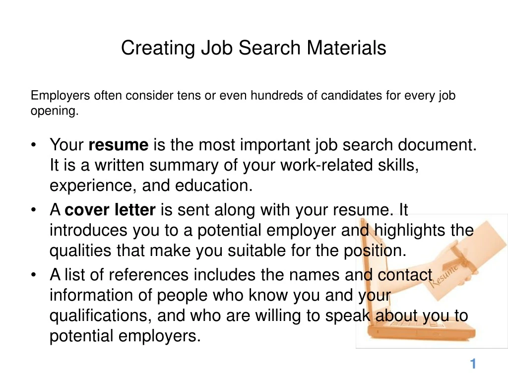 creating job search materials n.