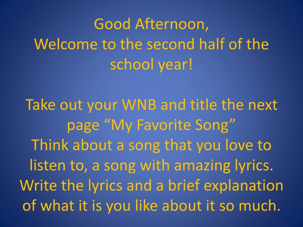 good afternoon welcome to the second half n.