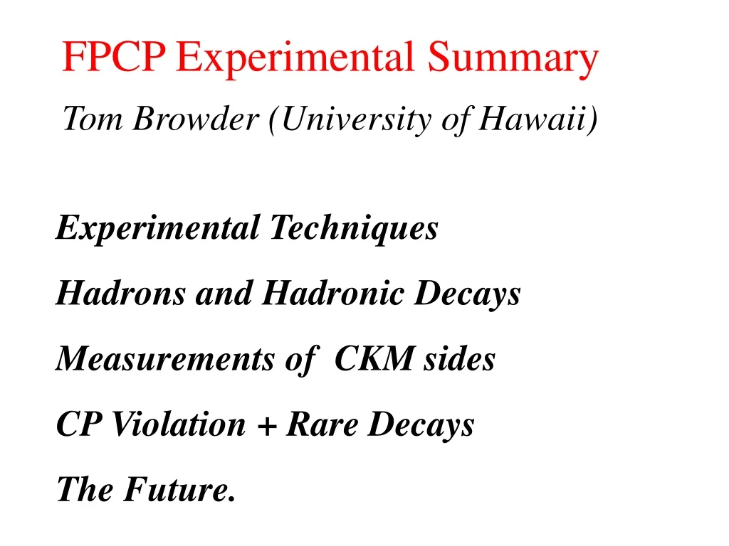fpcp experimental summary n.