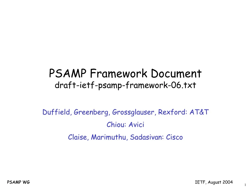 psamp framework document draft ietf psamp framework 06 txt n.