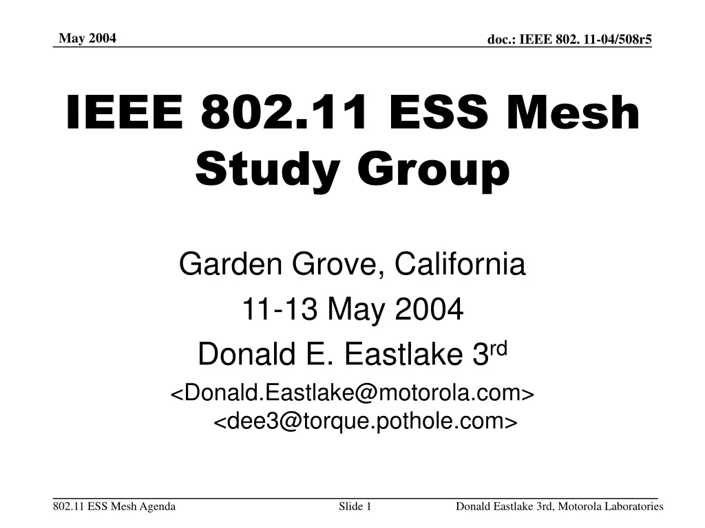 ieee 802 11 ess mesh study group n.