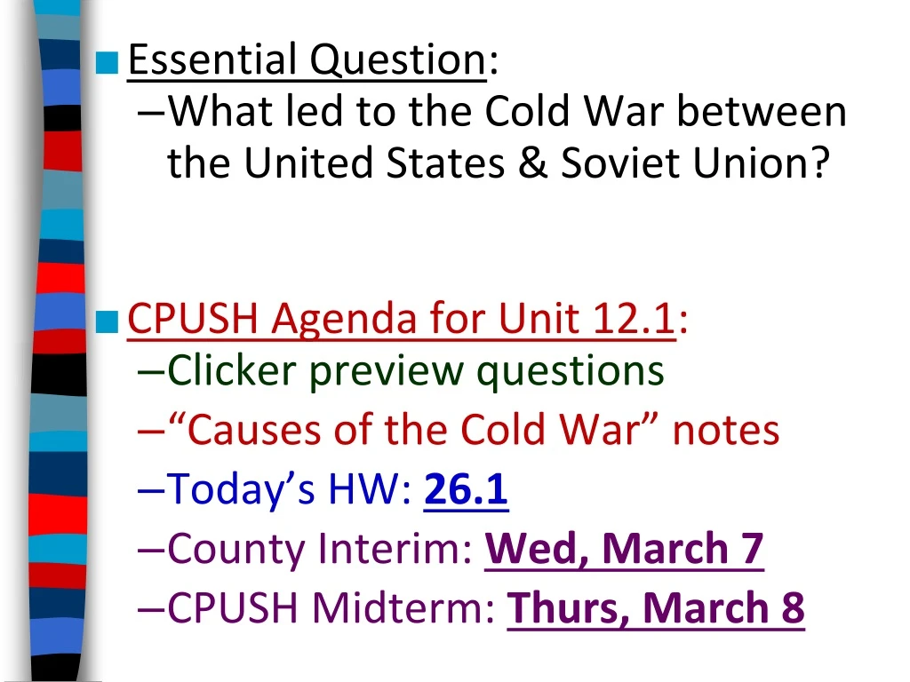 essential question what led to the cold n.