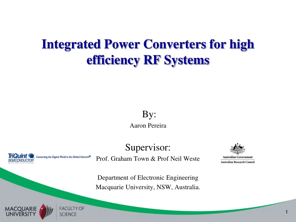 integrated power converters for high efficiency rf systems n.