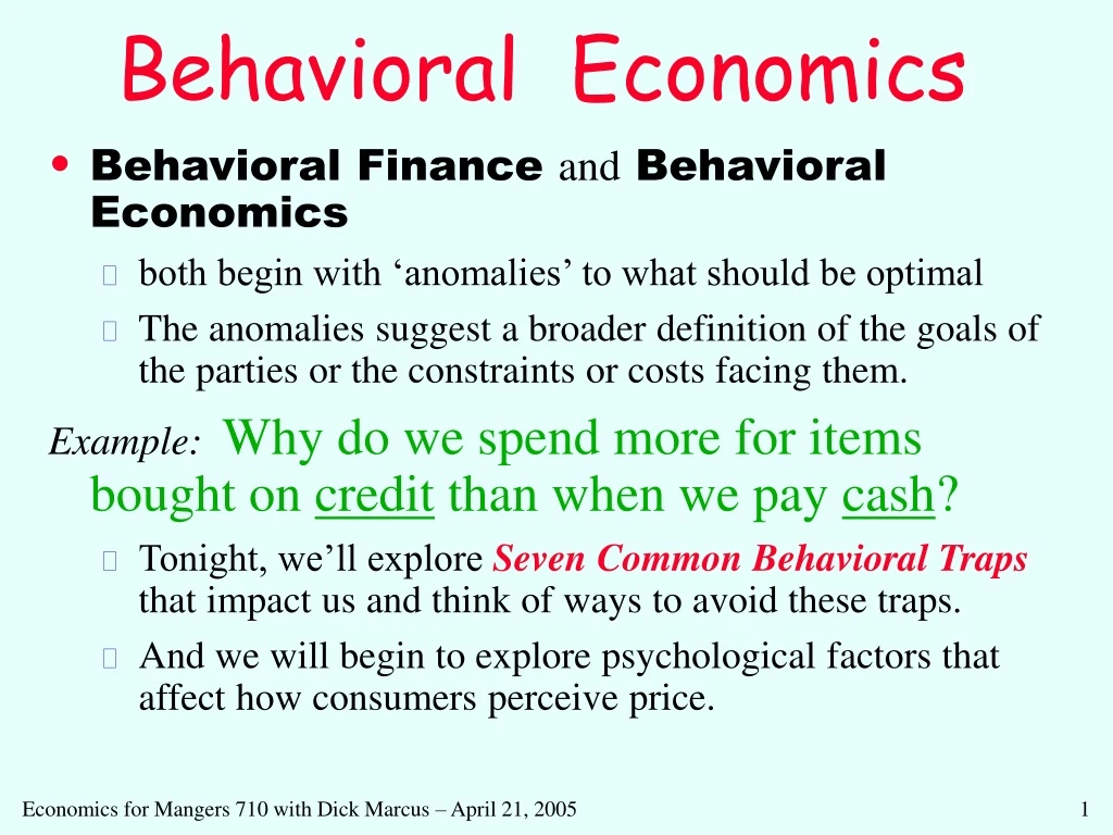 behavioral economics n.