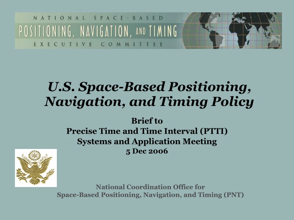 u s space based positioning navigation and timing policy n.