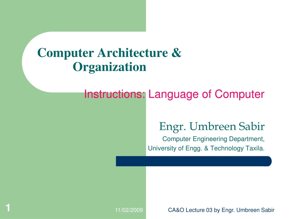 computer architecture organization n.