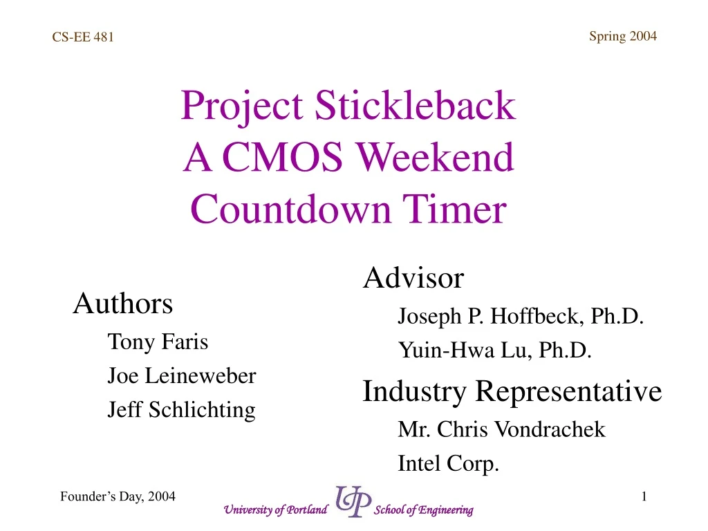 project stickleback a cmos weekend countdown timer n.