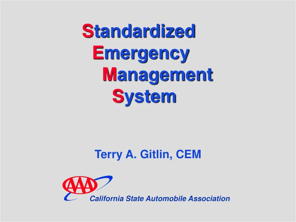 s tandardized e mergency m anagement s ystem n.