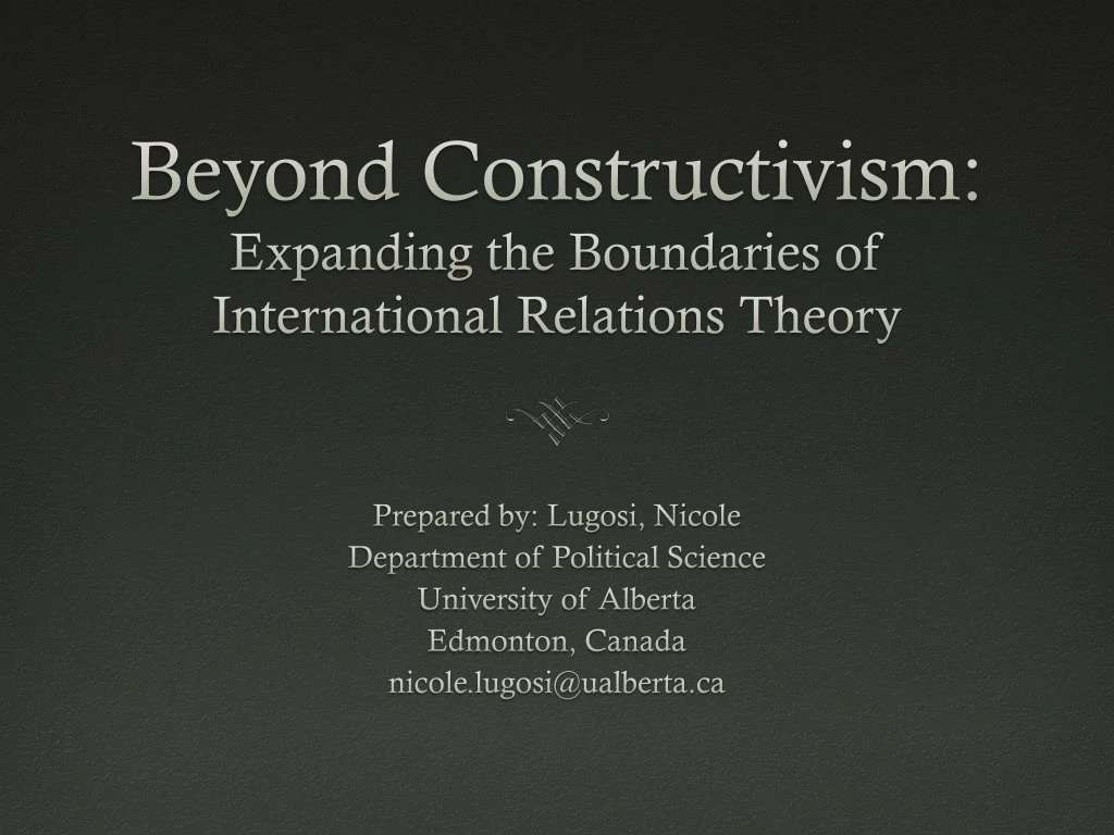 beyond constructivism expanding the boundaries of international relations theory n.