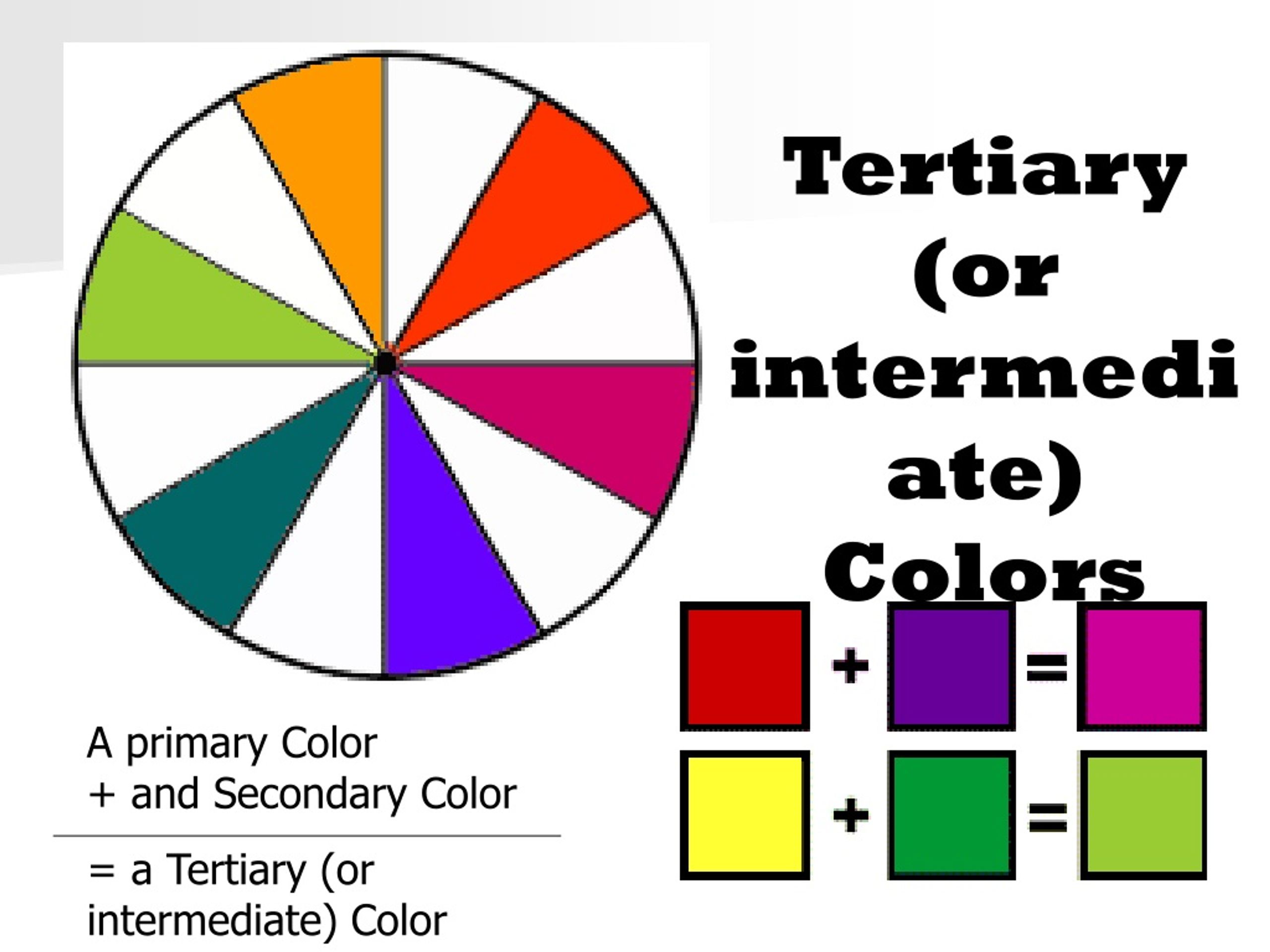 intermediate or tertiary colors are