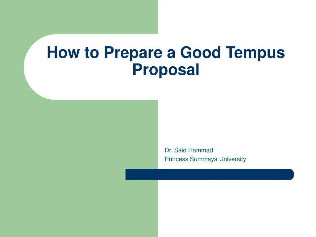how to prepare a good tempus proposal n.