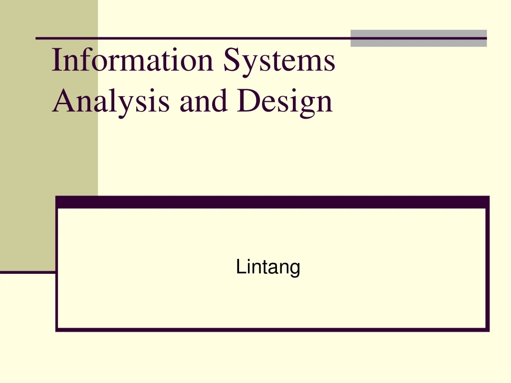 information systems analysis and design n.