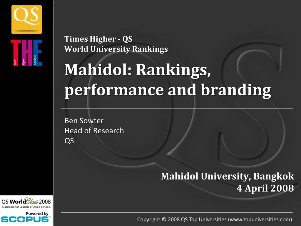times higher qs world university rankings mahidol rankings performance and branding n.