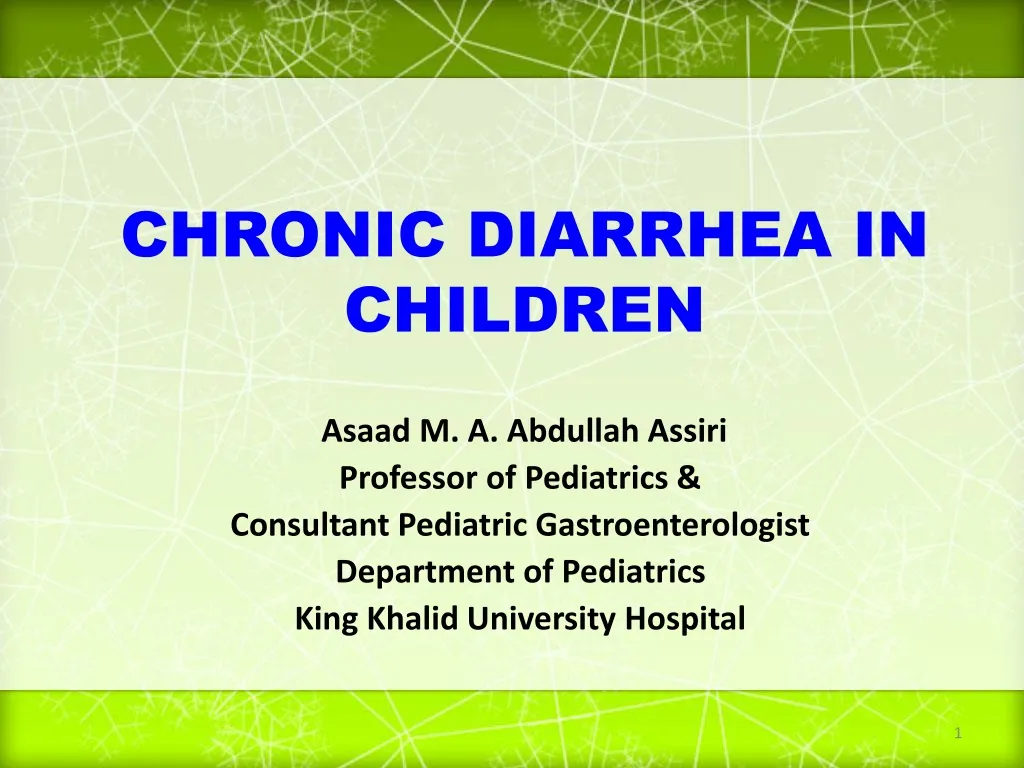 chronic diarrhea in children n.