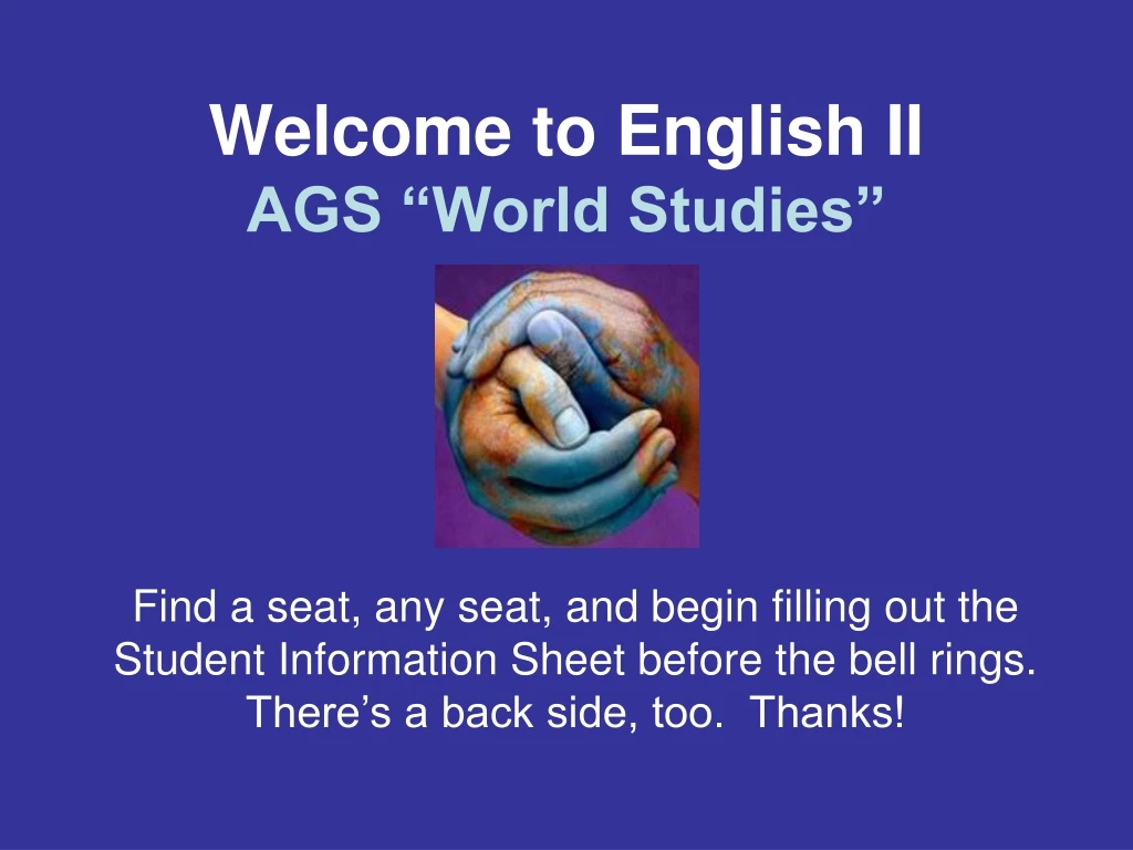 welcome to english ii ags world studies n.