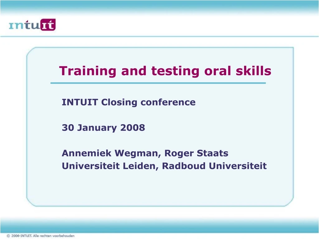 training and testing oral skills n.