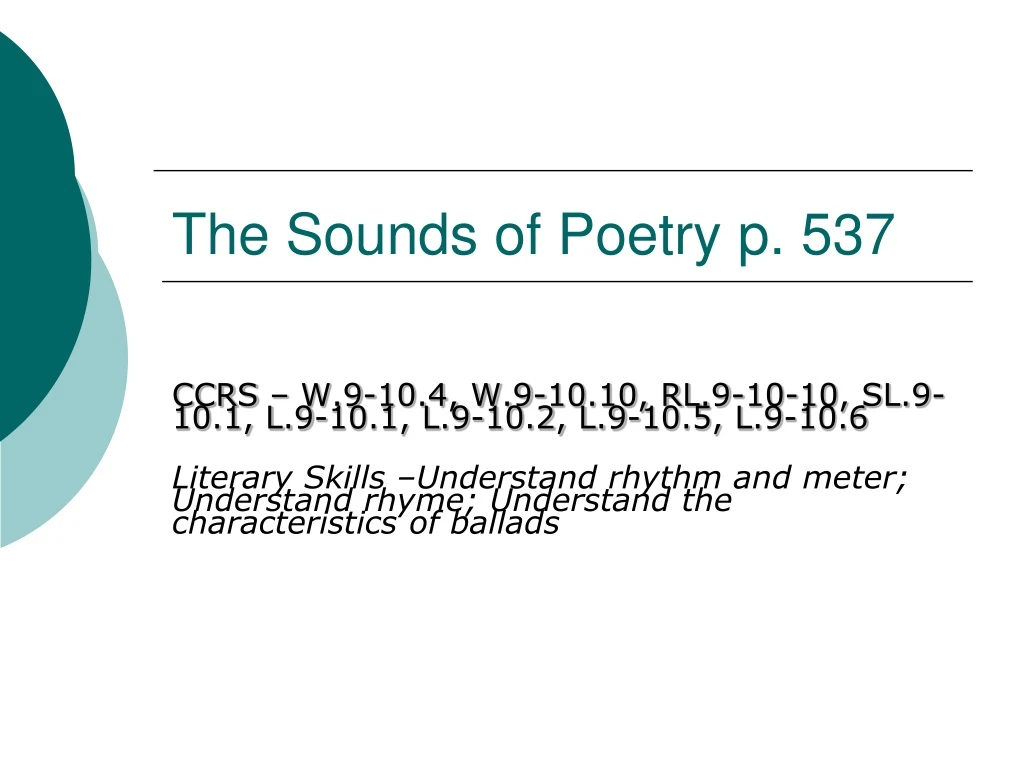 the sounds of poetry p 537 n.
