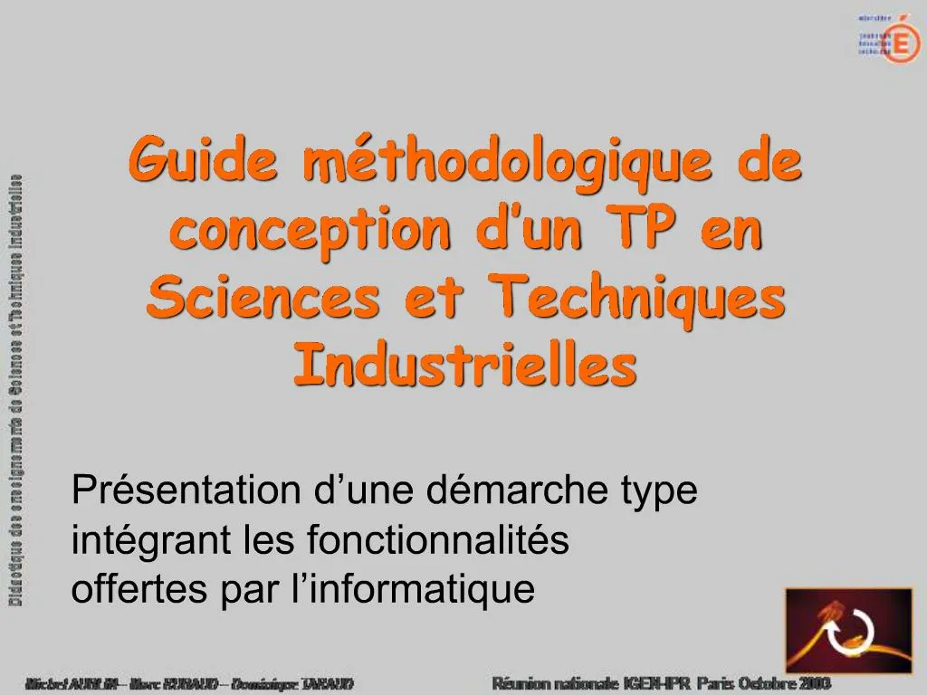 PPT - Guide M Thodologique De Conception D Un TP En Sciences Et ...