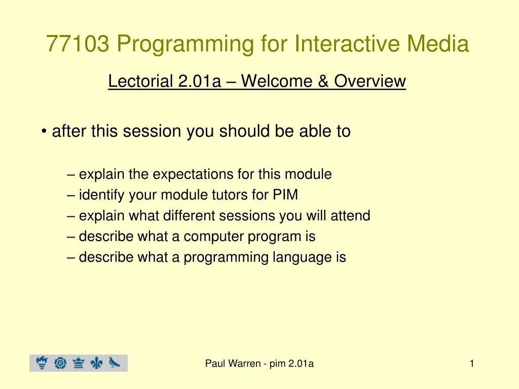 77103 programming for interactive media n.