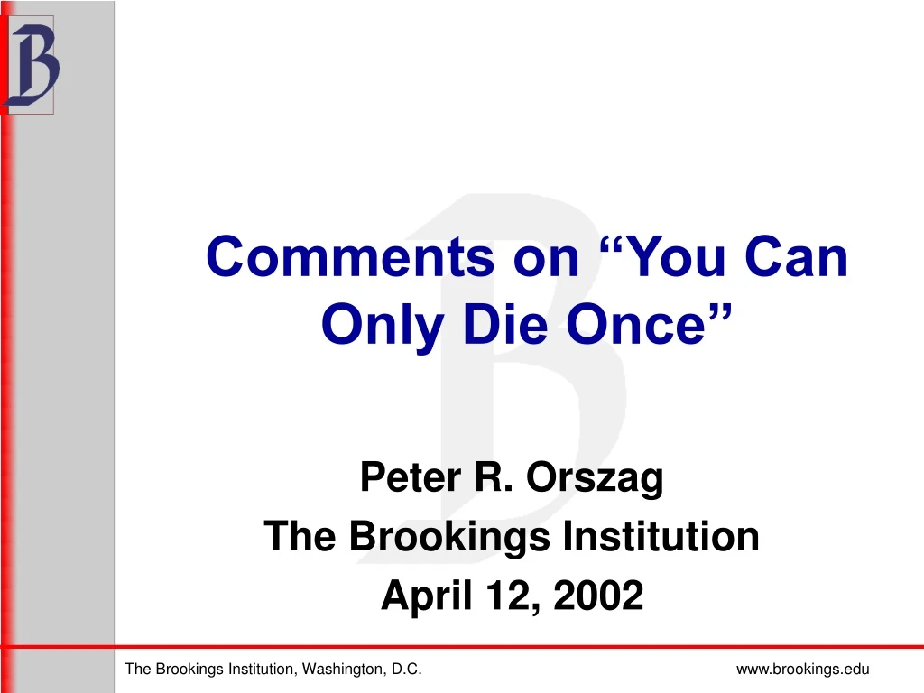 comments on you can only die once n.