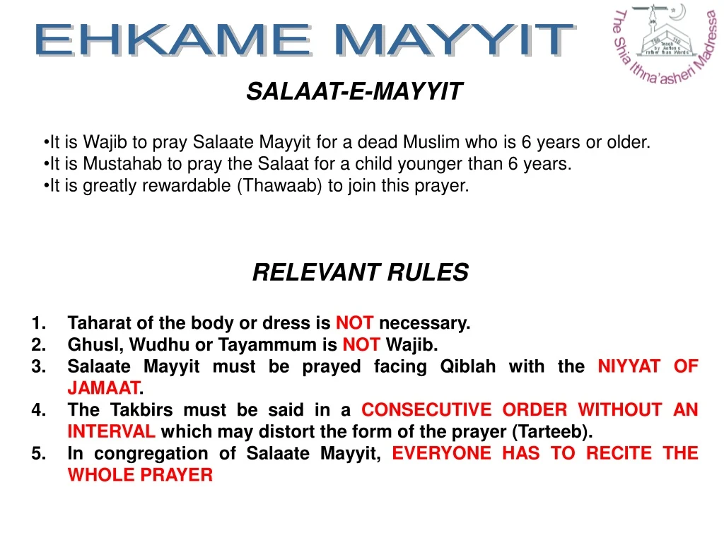 ehkame mayyit n.