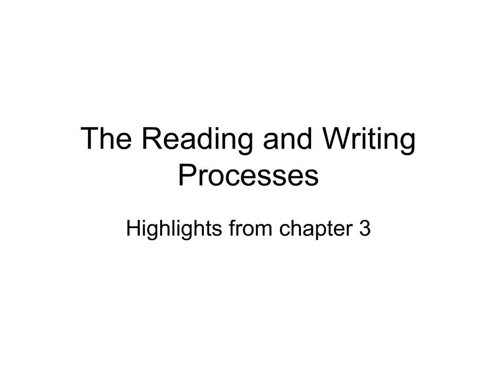 Reading And Writing Processes