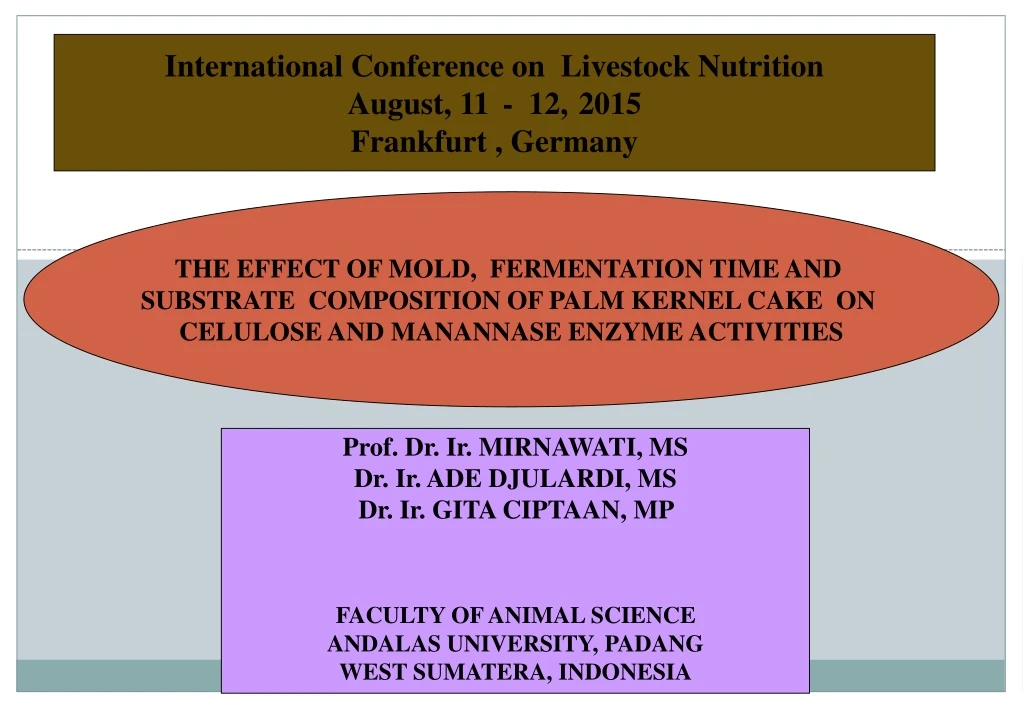 international conference on livestock nutrition n.