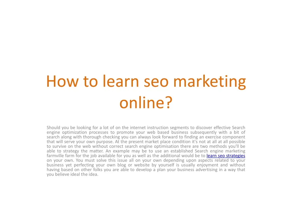 how to learn seo marketing online n.