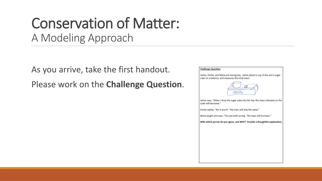 conservation of matter a modeling approach n.