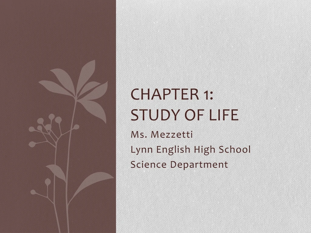 chapter 1 study of life n.