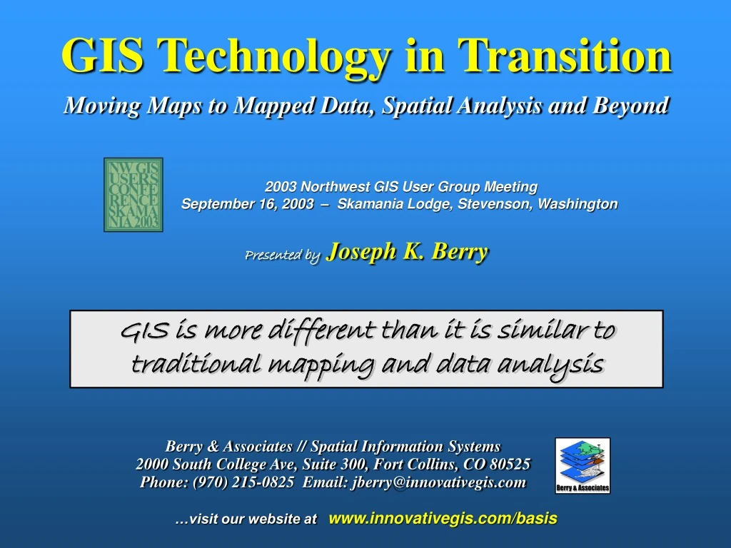 gis technology in transition moving maps to mapped data spatial analysis and beyond n.