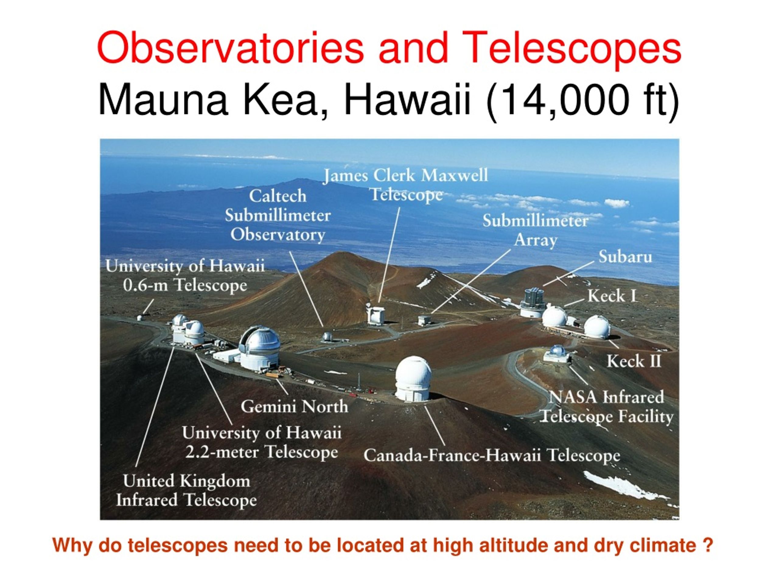 Ppt Observatories And Telescopes Mauna Kea Hawaii 14 000 Ft Powerpoint Presentation Id 8684755