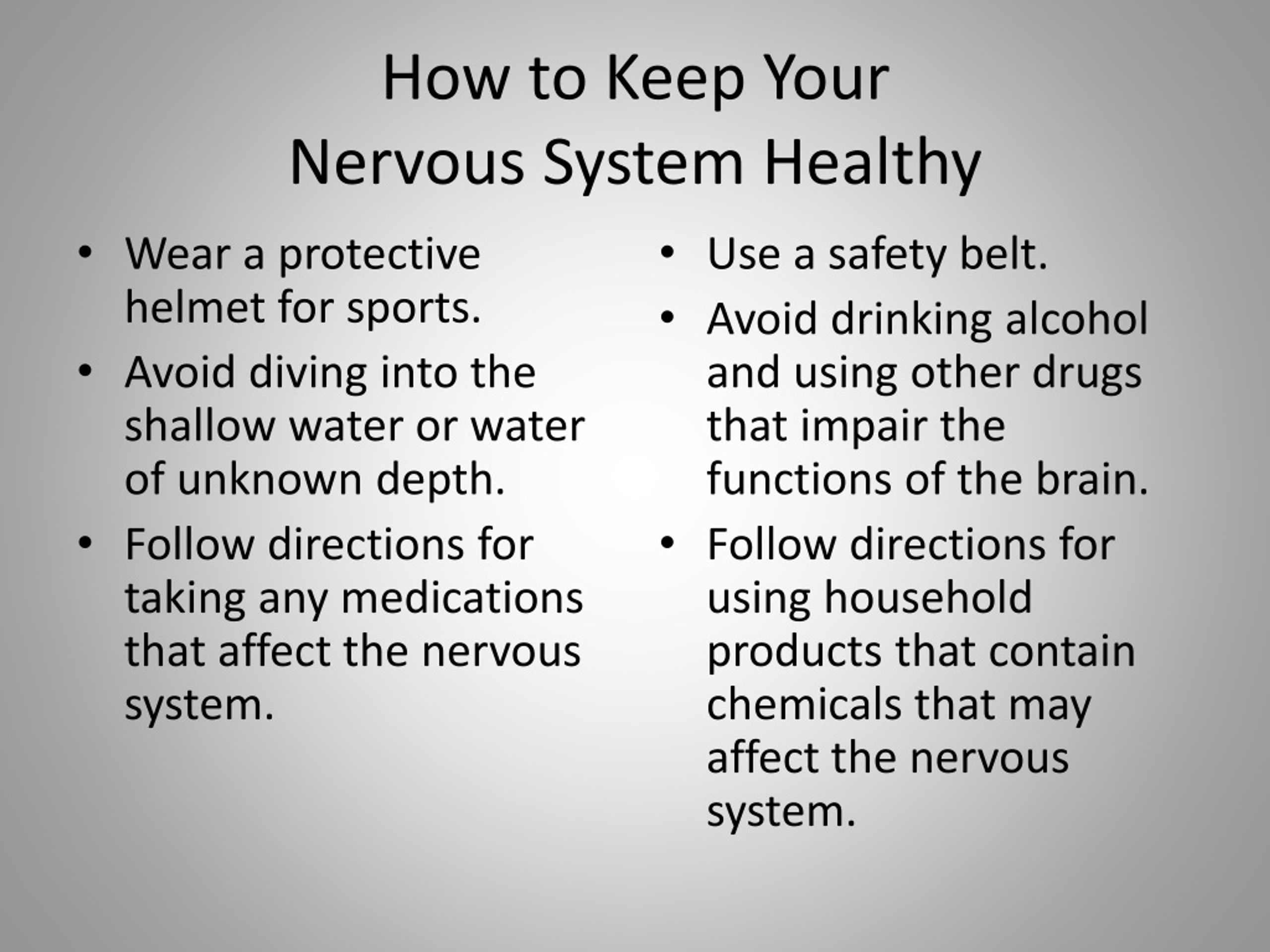 PPT - Keeping Your Body Healthy -The Nervous System- PowerPoint
