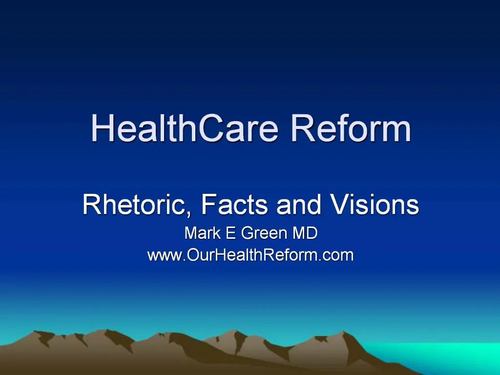 PPT - HealthCare Reform PowerPoint Presentation, Free Download - ID:869157