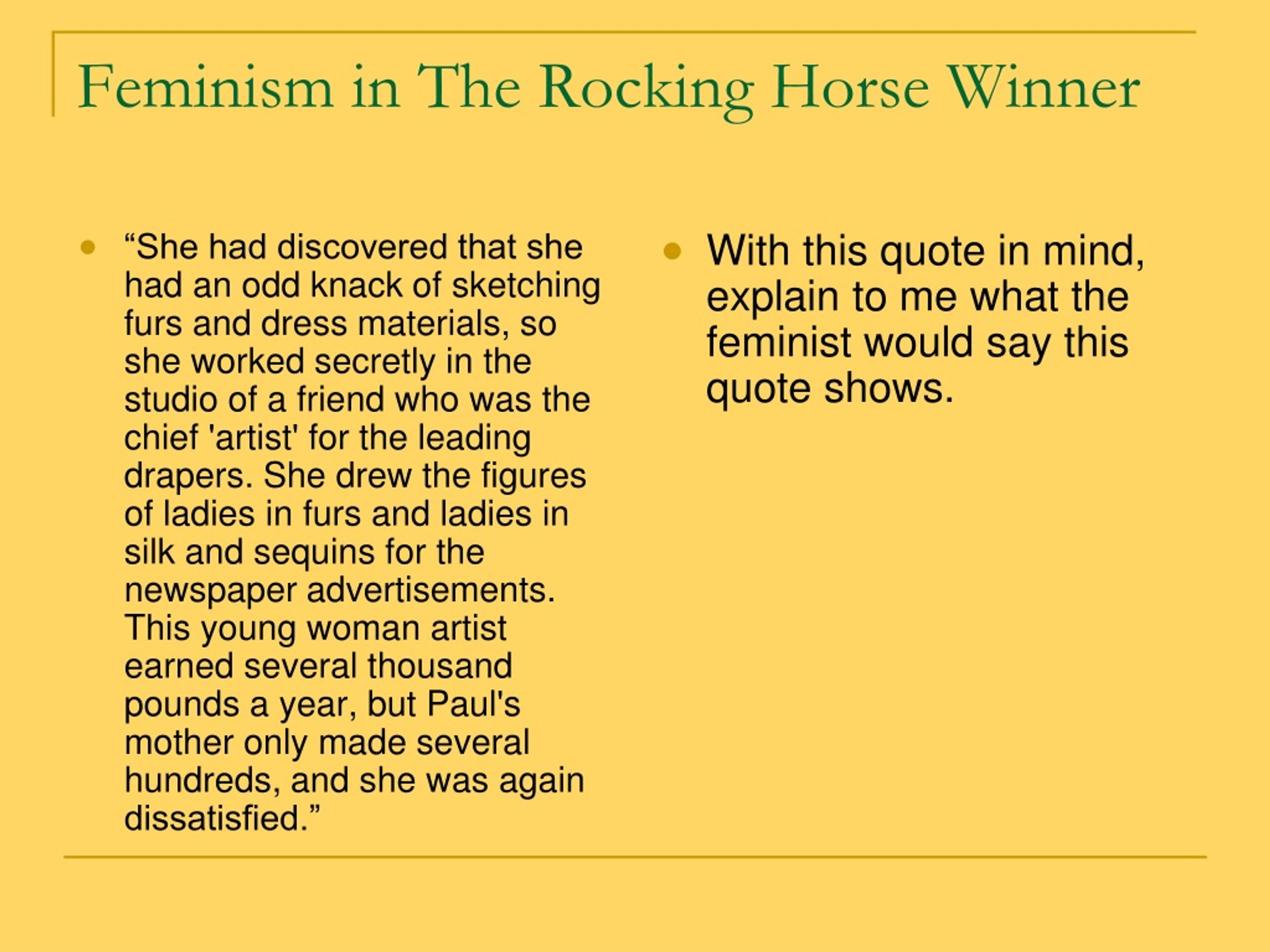 the rocking horse winner summary and analysis