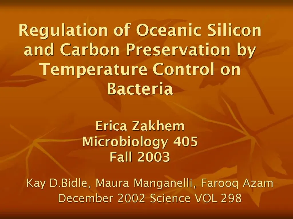 PPT Regulation of Oceanic Silicon and Carbon Preservation by