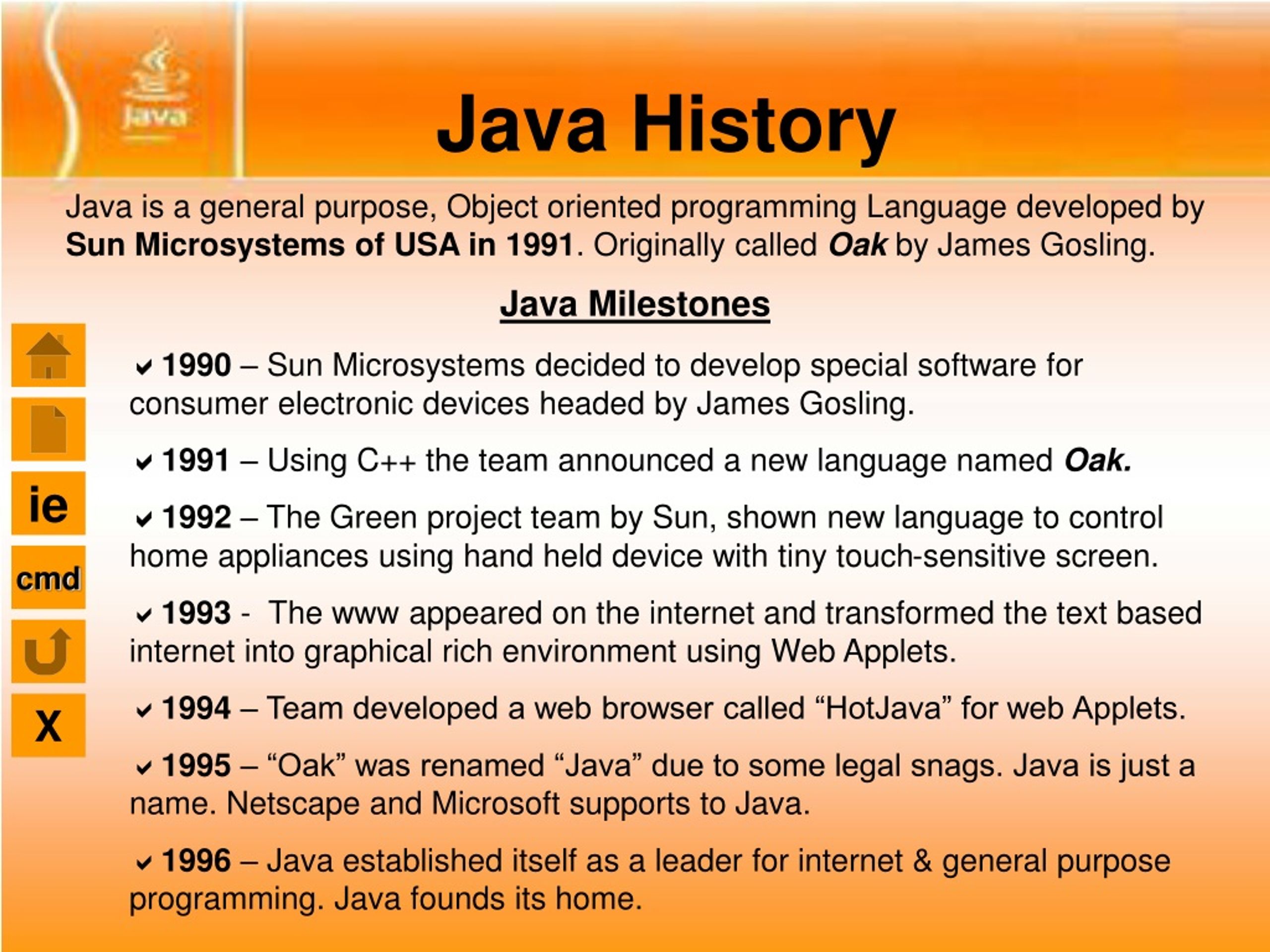 essay on history of java