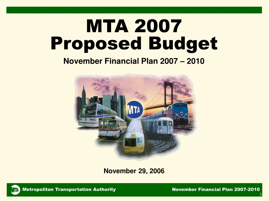 mta 2007 proposed budget november financial plan n.