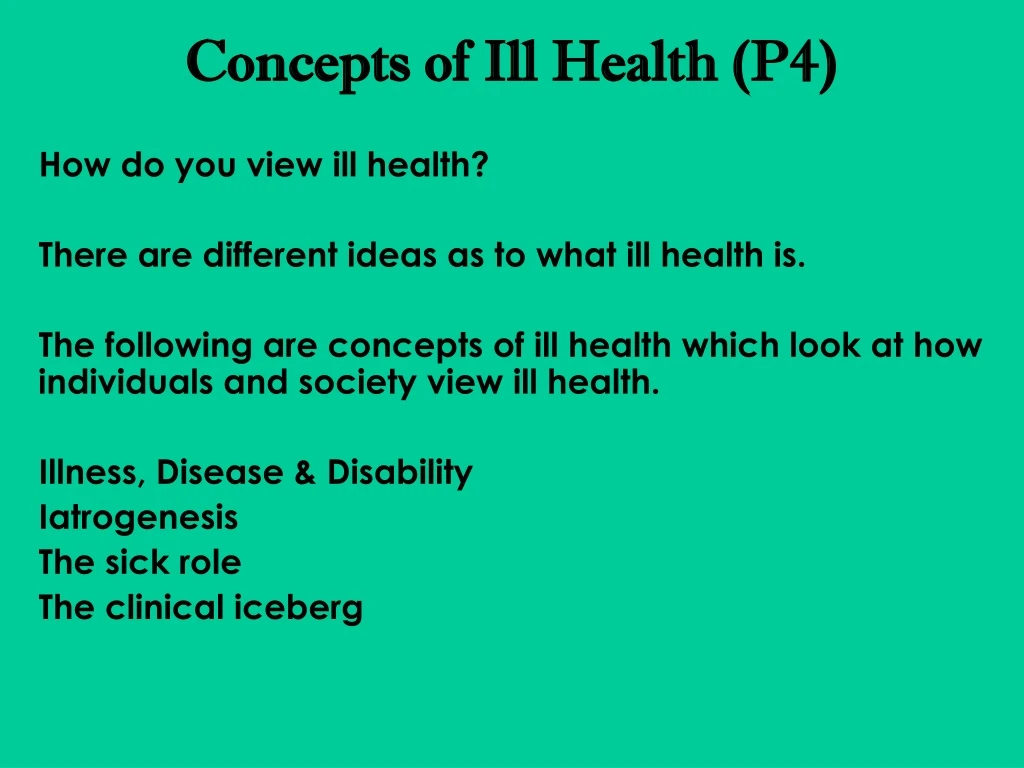 concepts of ill health p4 n.