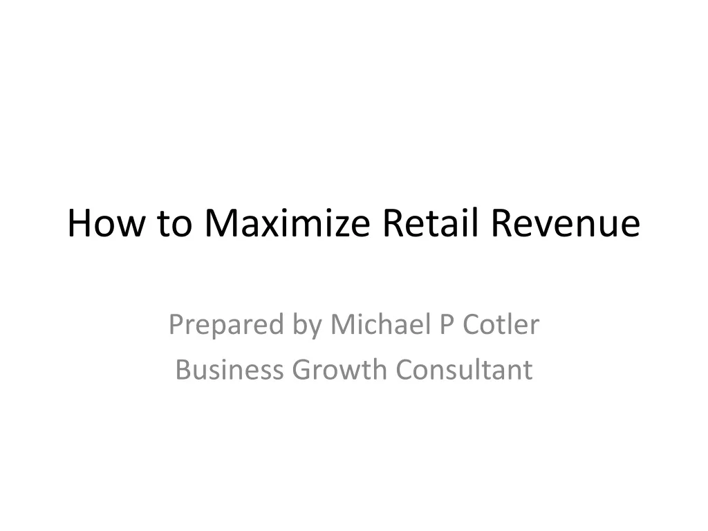 how to maximize retail revenue n.