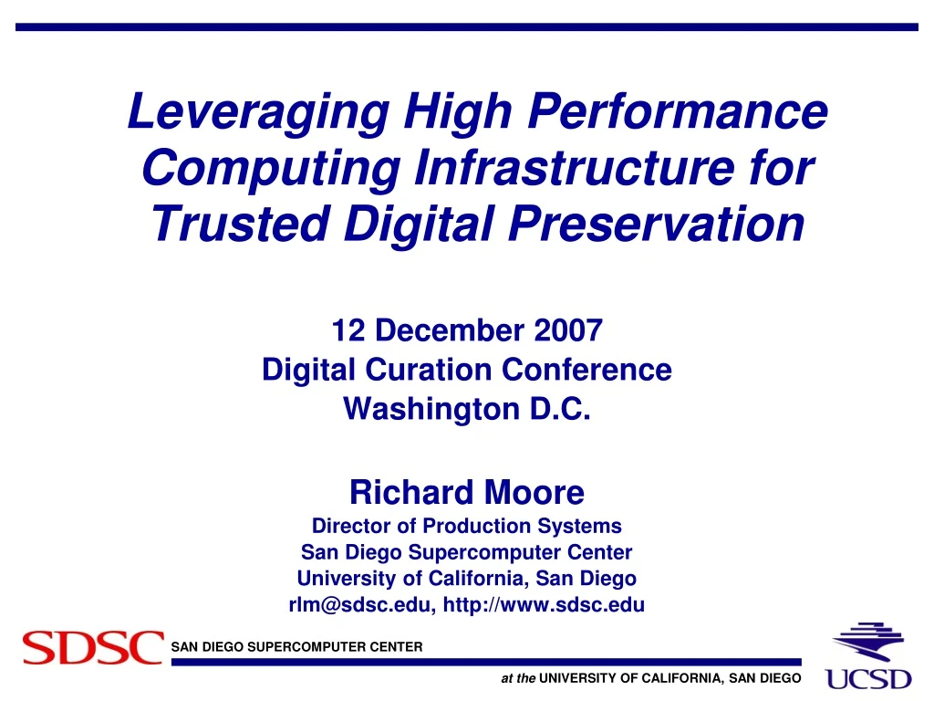 leveraging high performance computing infrastructure for trusted digital preservation n.