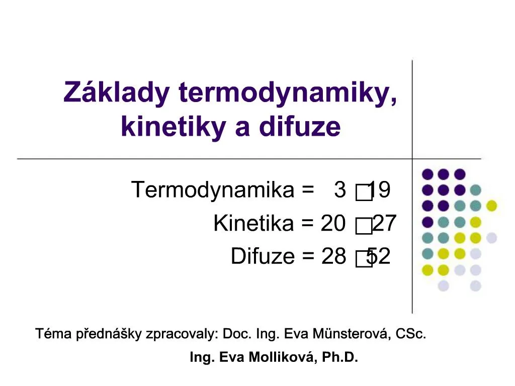 PPT - Z Klady Termodynamiky, Kinetiky A Difuze PowerPoint Presentation ...